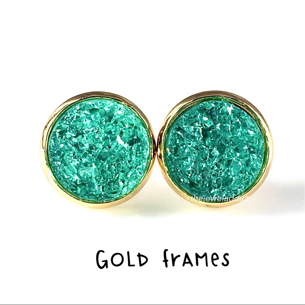 3 for 15🎀chunky mint Druzy style earrings - Picture 8 of 9